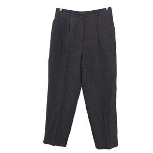 TALBOTS Black 100% Irish Linen Pants Pleated Lined High Waisted EUC Size 14